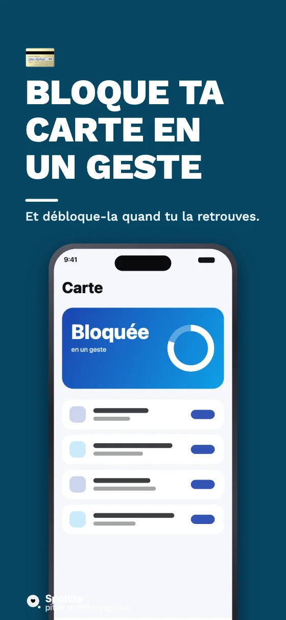 Banque mobile — slide 2 : Bloque ta carte en un geste