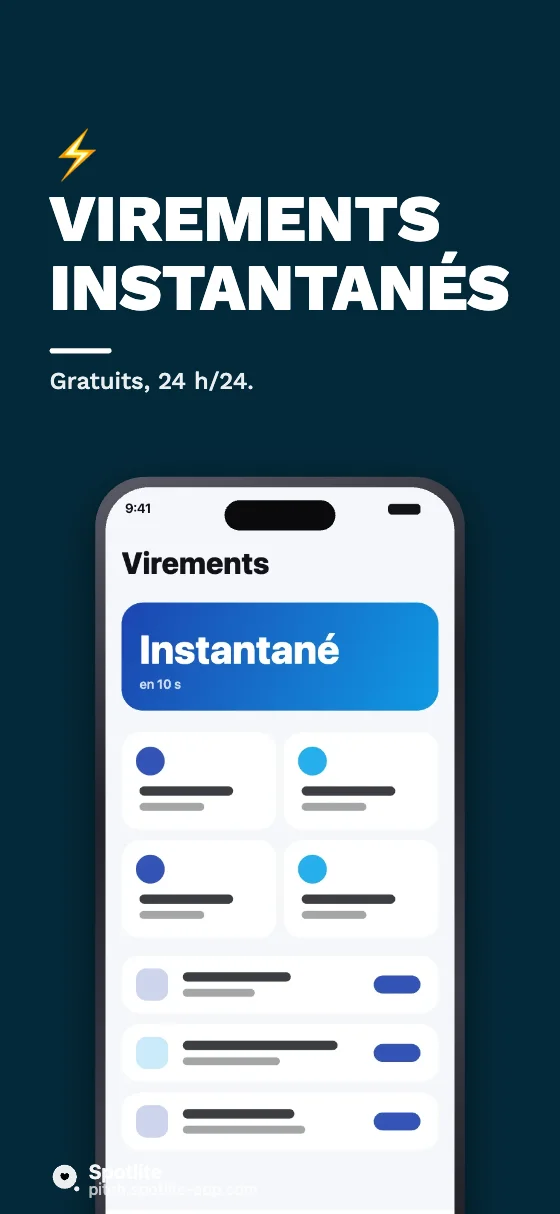 Banque mobile — slide 3 : Virements instantanés