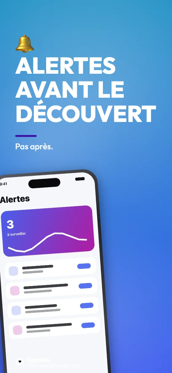 App de budget — slide 4 : Alertes avant le découvert