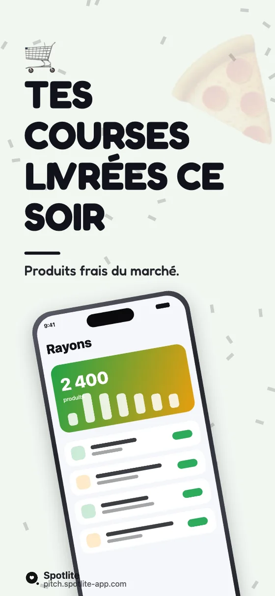 App de courses — slide 1 : Tes courses livrées ce soir