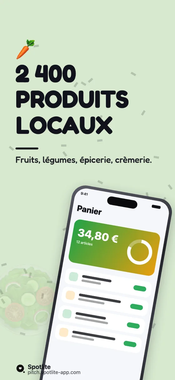 App de courses — slide 2 : 2 400 produits locaux