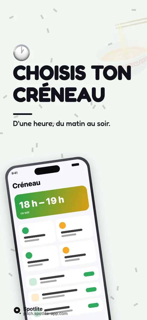 App de courses — slide 3 : Choisis ton créneau