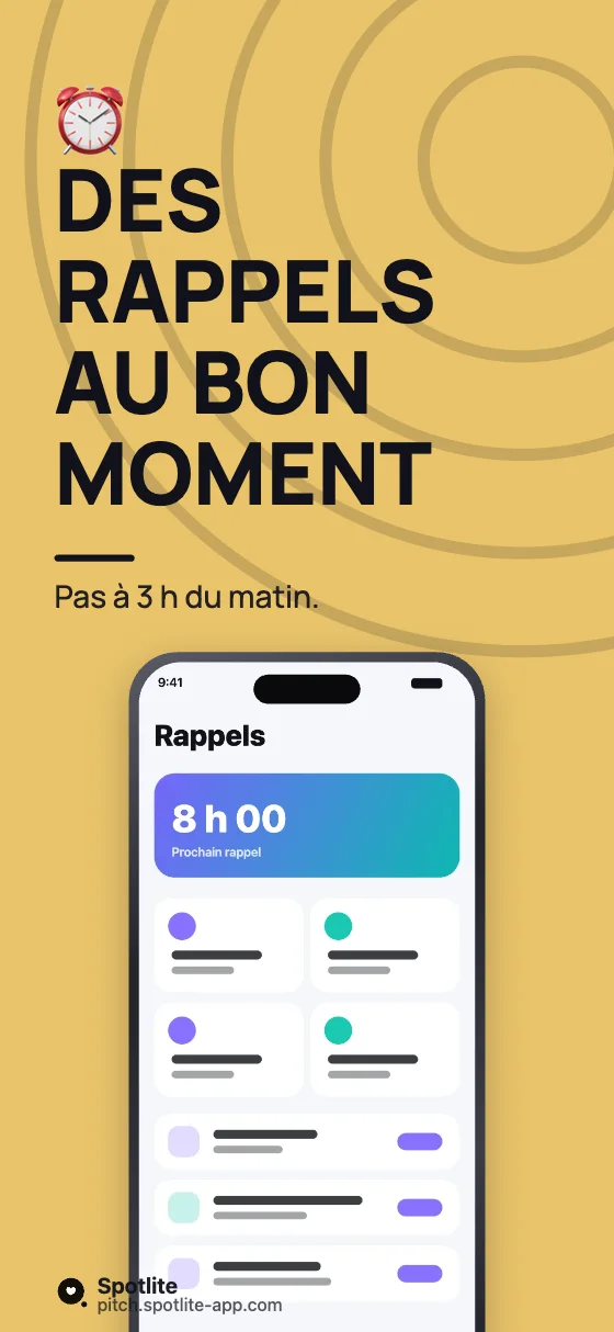 App d'habitudes — slide 3 : Des rappels au bon moment
