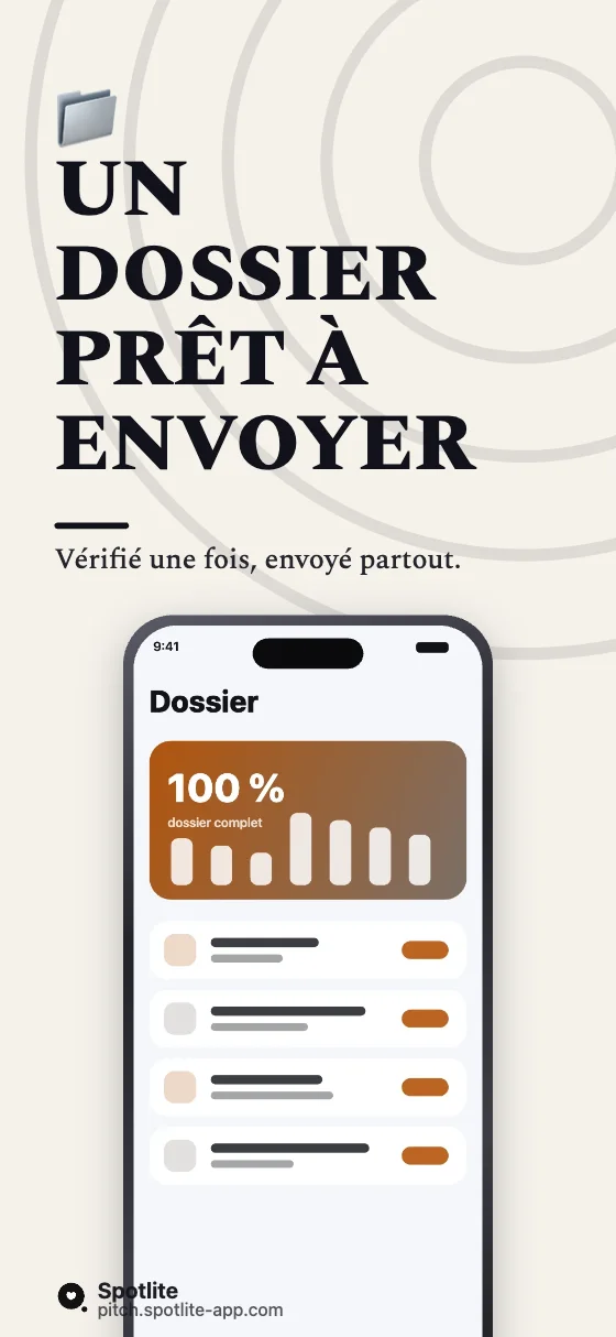 App immobilière — slide 5 : Un dossier prêt à envoyer