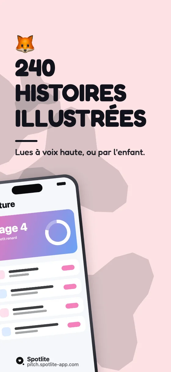 App de lecture pour enfants — slide 2 : 240 histoires illustrées