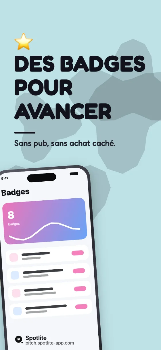 App de lecture pour enfants — slide 4 : Des badges pour avancer