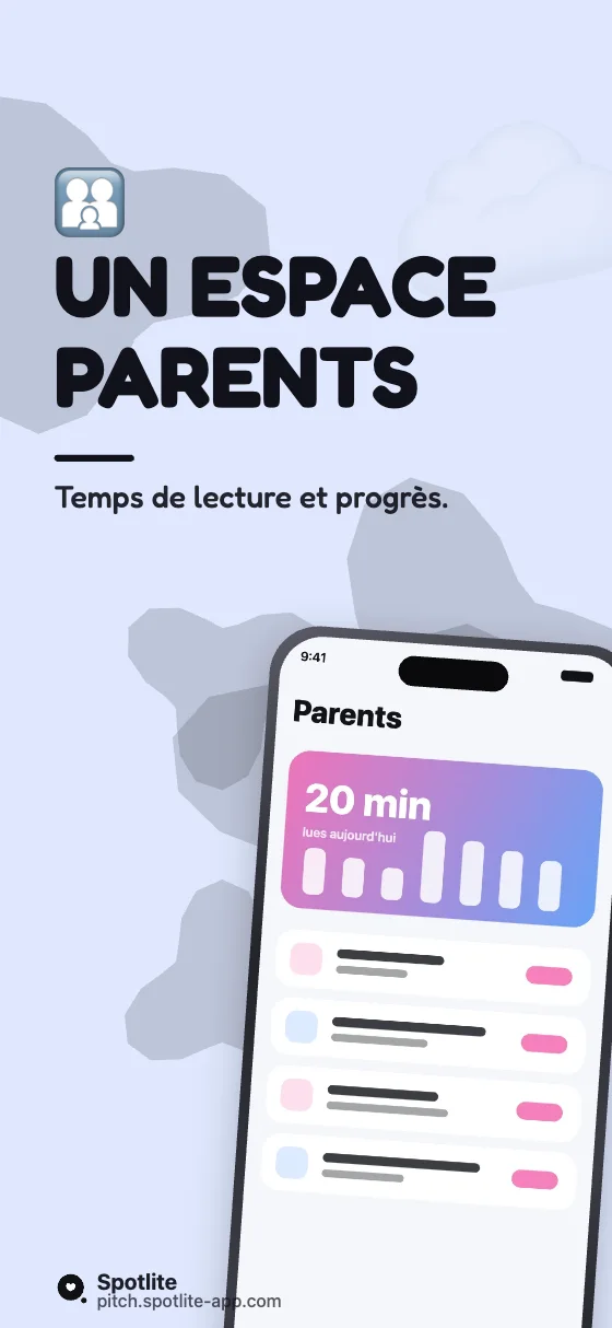 App de lecture pour enfants — slide 5 : Un espace parents