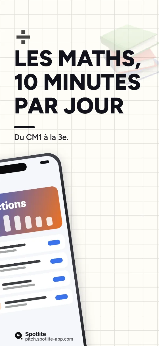 App de maths — slide 1 : Les maths, 10 minutes par jour