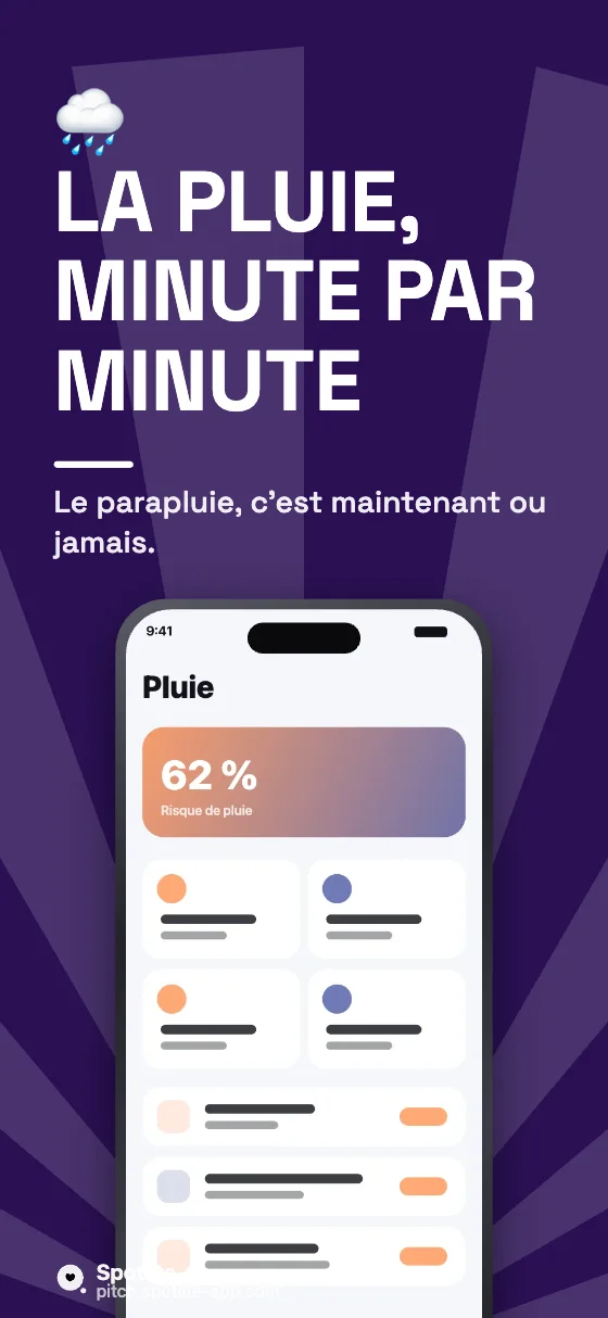 App météo — slide 3 : La pluie, minute par minute
