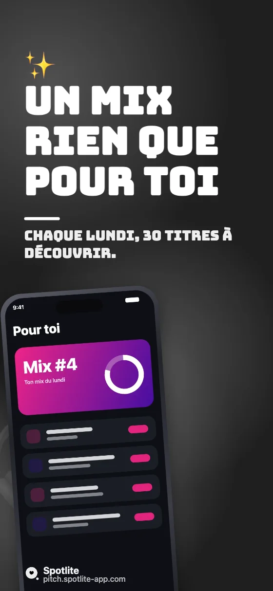 App de musique — slide 2 : Un mix rien que pour toi
