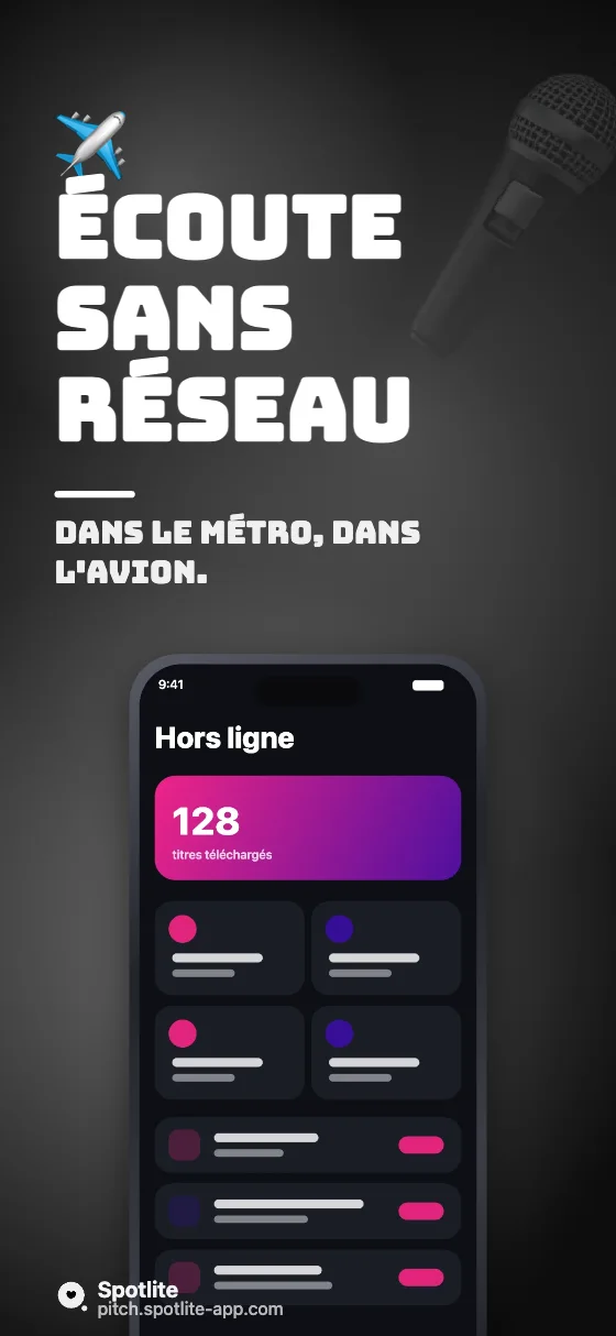 App de musique — slide 3 : Écoute sans réseau
