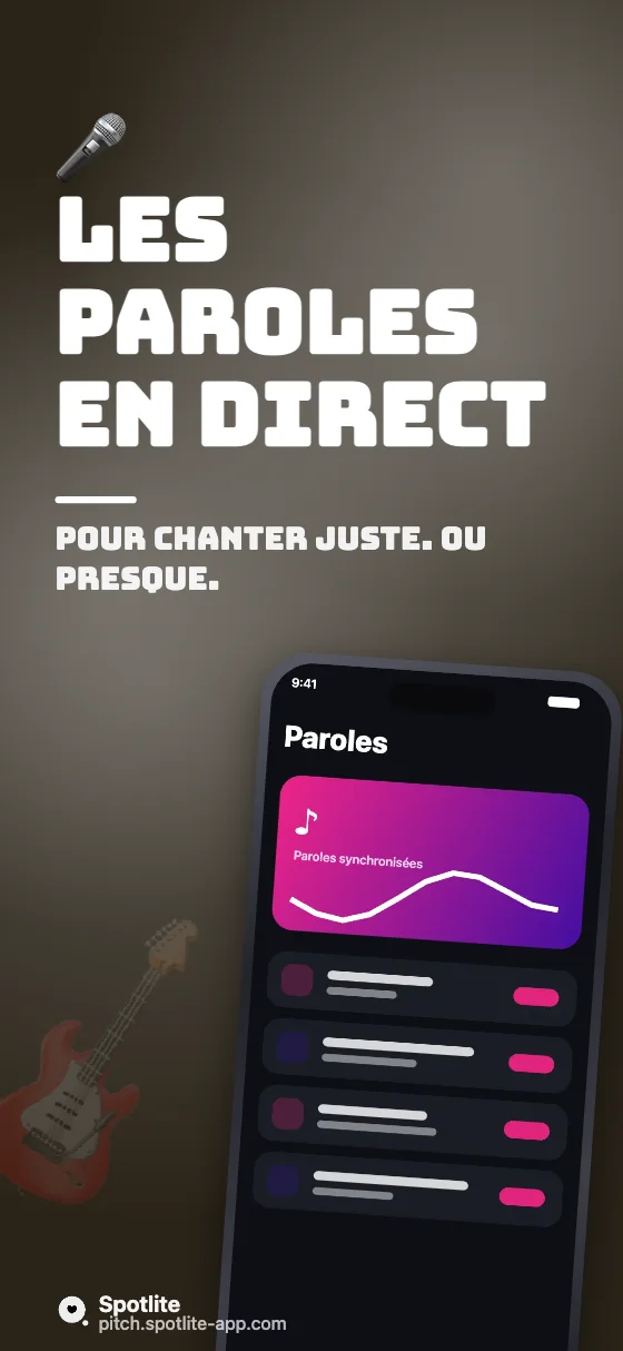 App de musique — slide 4 : Les paroles en direct