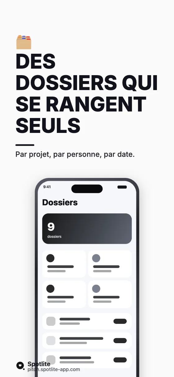 App de notes — slide 3 : Des dossiers qui se rangent seuls