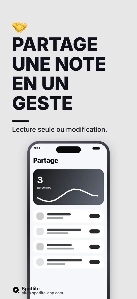 App de notes — slide 4 : Partage une note en un geste