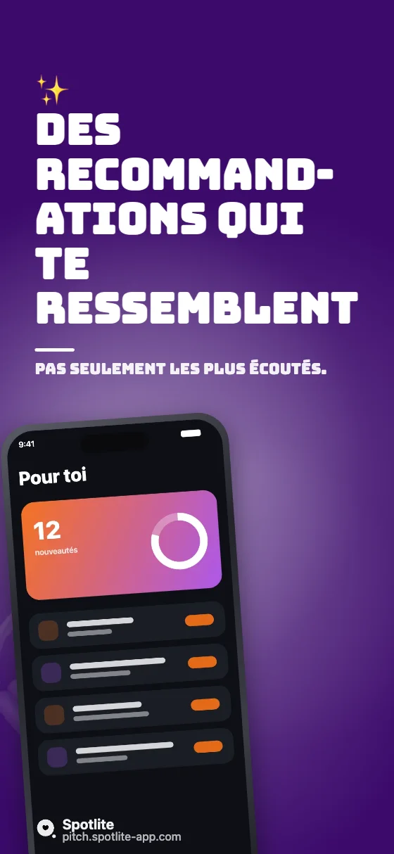 App de podcasts — slide 2 : Des recommandations qui te ressemblent