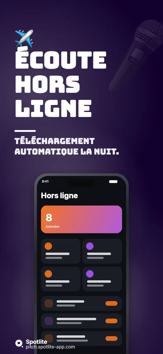 App de podcasts — slide 3 : Écoute hors ligne