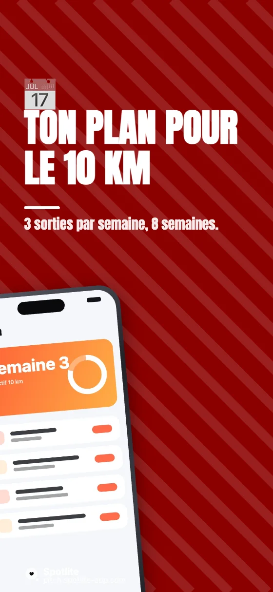 App de course à pied — slide 2 : Ton plan pour le 10 km