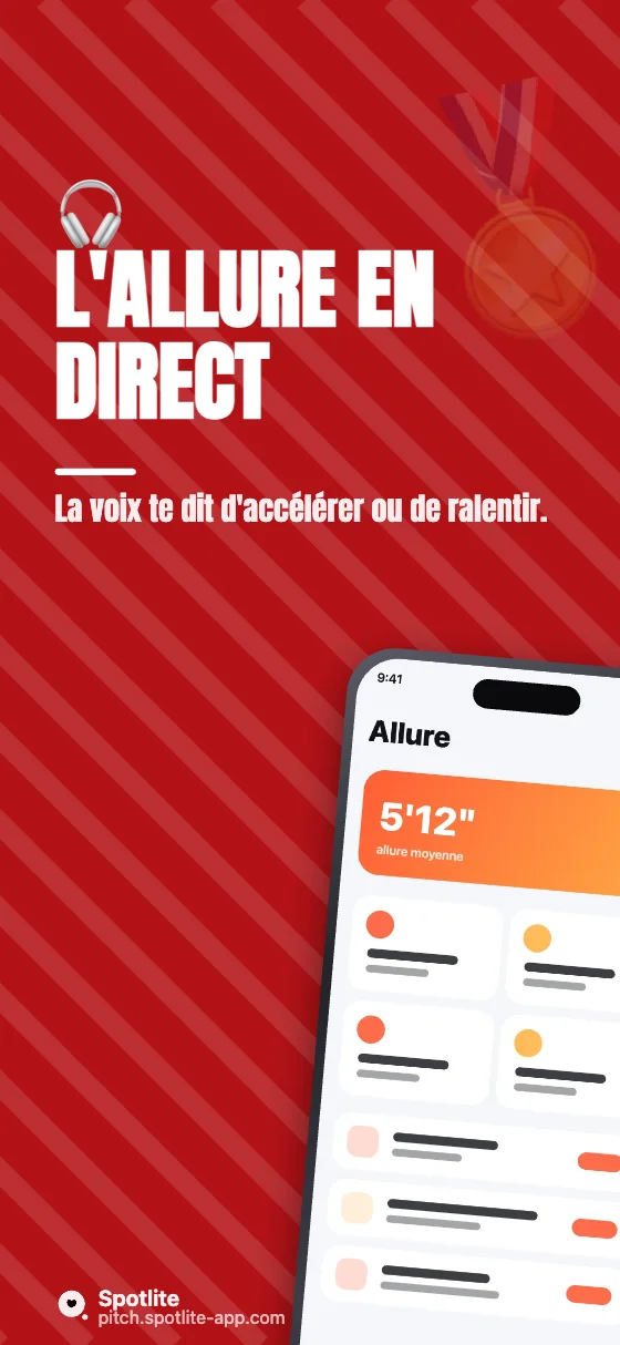 App de course à pied — slide 3 : L'allure en direct
