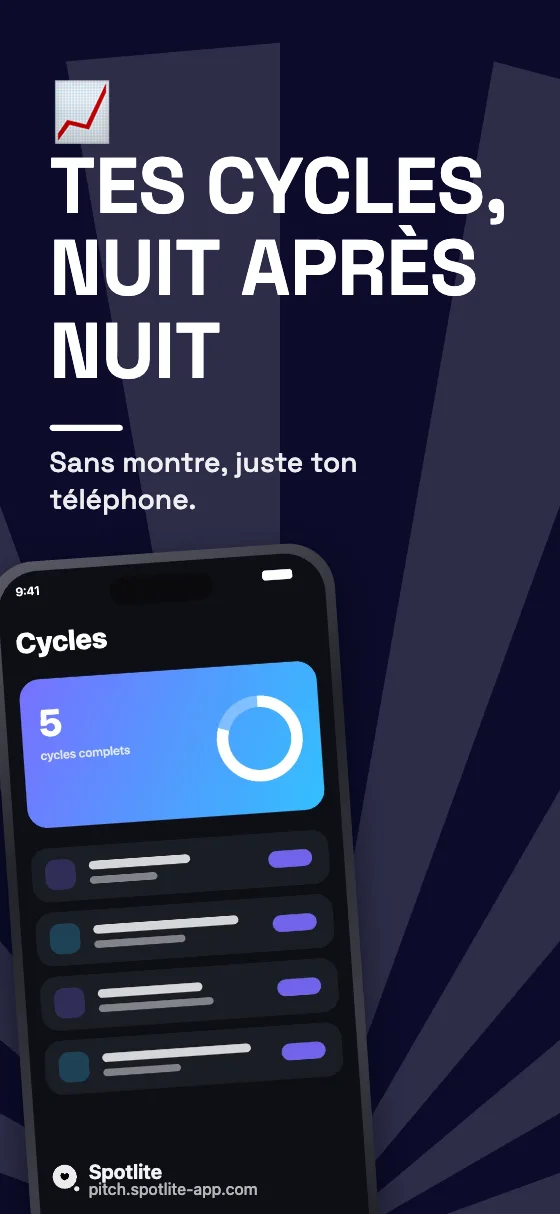 App de sommeil — slide 2 : Tes cycles, nuit après nuit