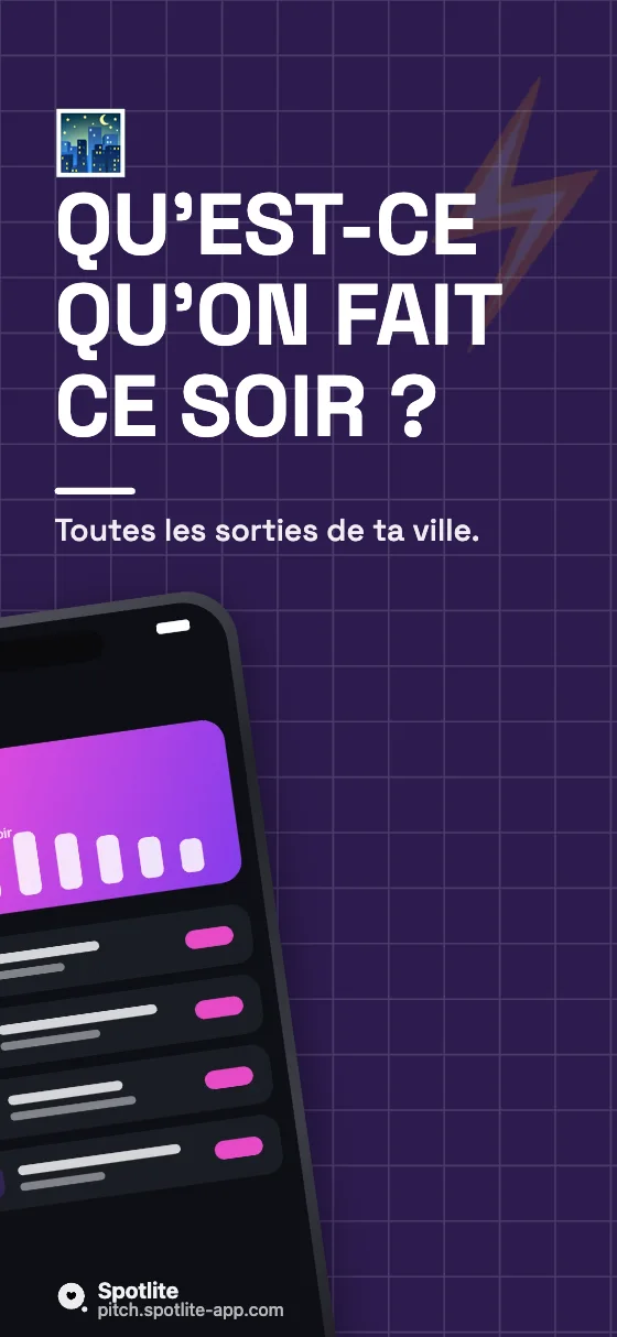 App de sorties — slide 1 : Qu'est-ce qu'on fait ce soir ?