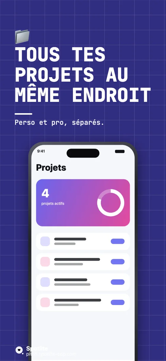 App de tâches — slide 2 : Tous tes projets au même endroit