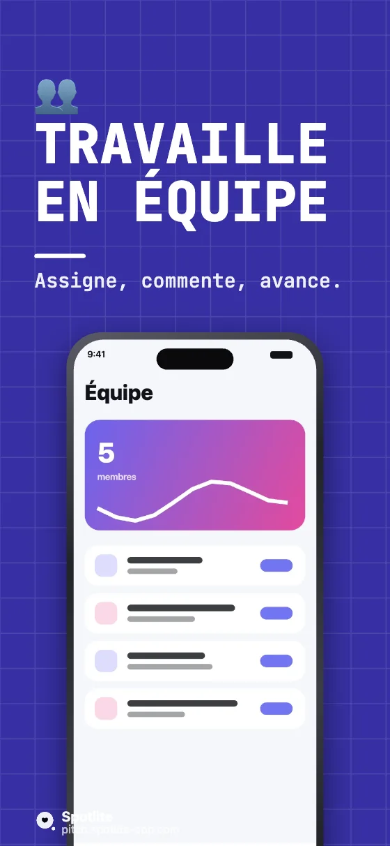 App de tâches — slide 4 : Travaille en équipe