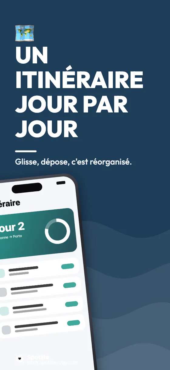 App de voyage — slide 2 : Un itinéraire jour par jour