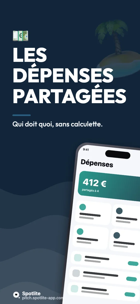 App de voyage — slide 3 : Les dépenses partagées