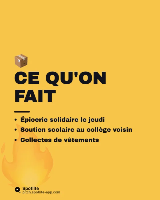 Association étudiante — slide 2 : Ce qu'on fait