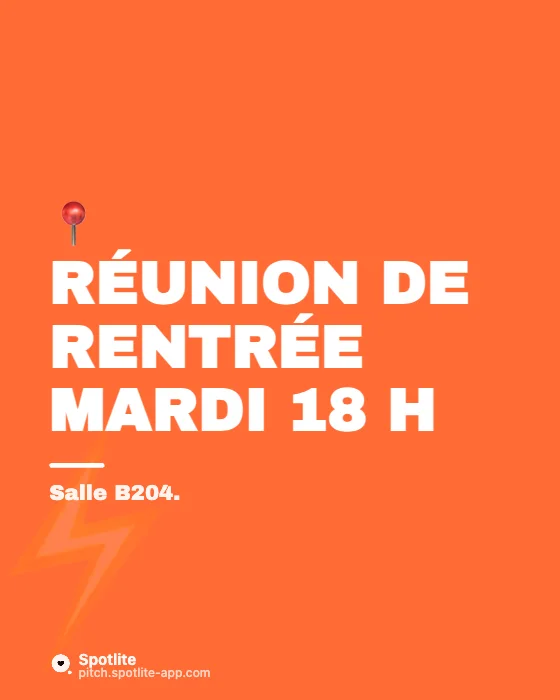 Association étudiante — slide 4 : Réunion de rentrée mardi 18 h