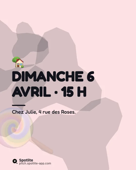 Baby shower — slide 2 : Dimanche 6 avril · 15 h