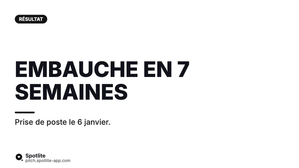 Bilan de mission (client) — slide 3 : Embauche en 7 semaines