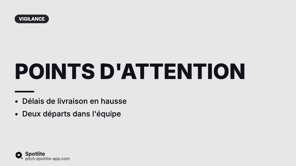 Bilan trimestriel — slide 4 : Points d'attention