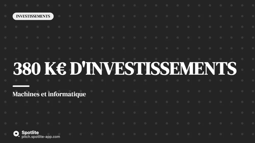 Budget prévisionnel — slide 4 : 380 k€ d'investissements