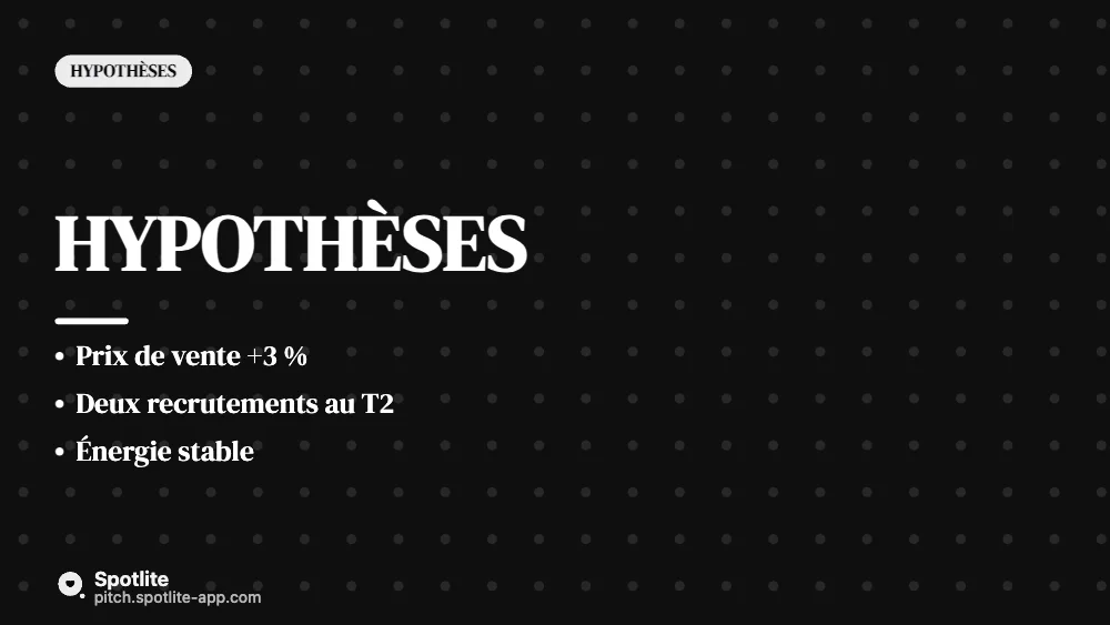 Budget prévisionnel — slide 5 : Hypothèses