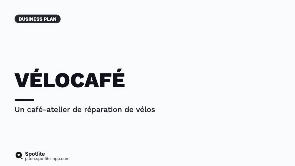 Business plan d'école — slide 1 : Vélocafé