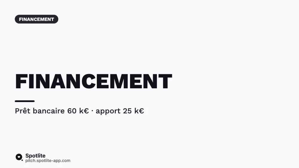 Business plan d'école — slide 5 : Financement