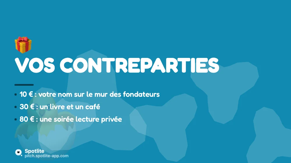 Financement participatif — slide 4 : Vos contreparties