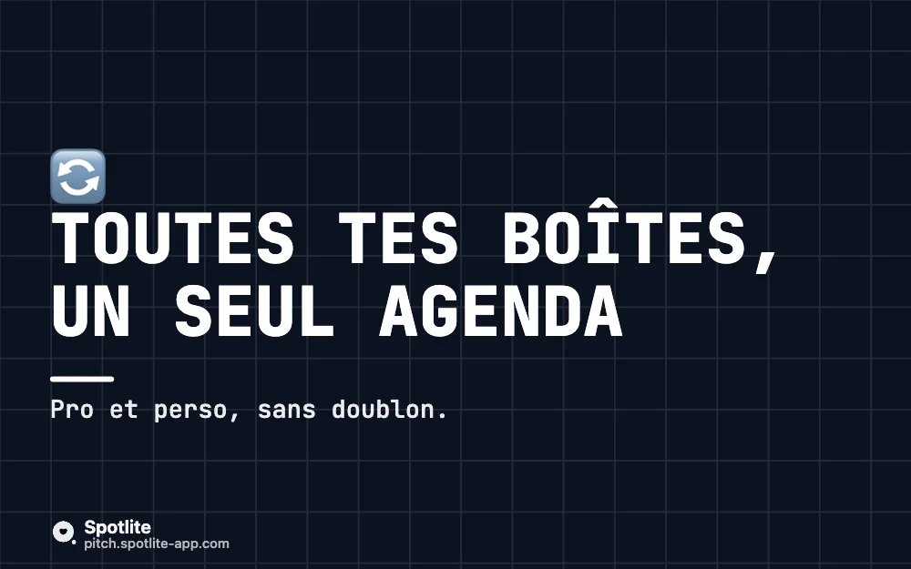 Captures Mac — slide 3 : Toutes tes boîtes, un seul agenda
