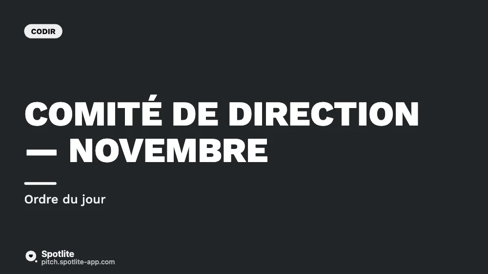 Comité de direction — slide 1 : Comité de direction — novembre