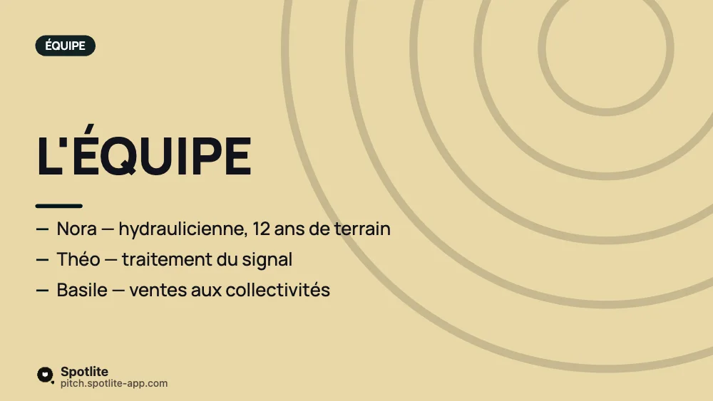 Concours de startups — slide 5 : L'équipe