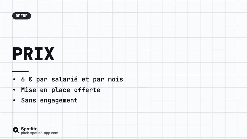 Démo produit SaaS — slide 5 : Prix