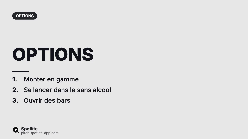 Étude de cas — slide 4 : Options
