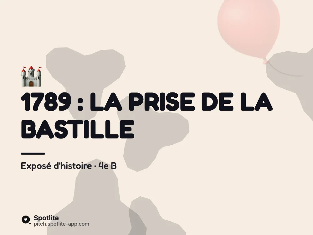 Exposé d'histoire — slide 1 : 1789 : la prise de la Bastille