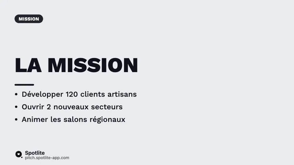 Fiche de poste commercial — slide 2 : La mission