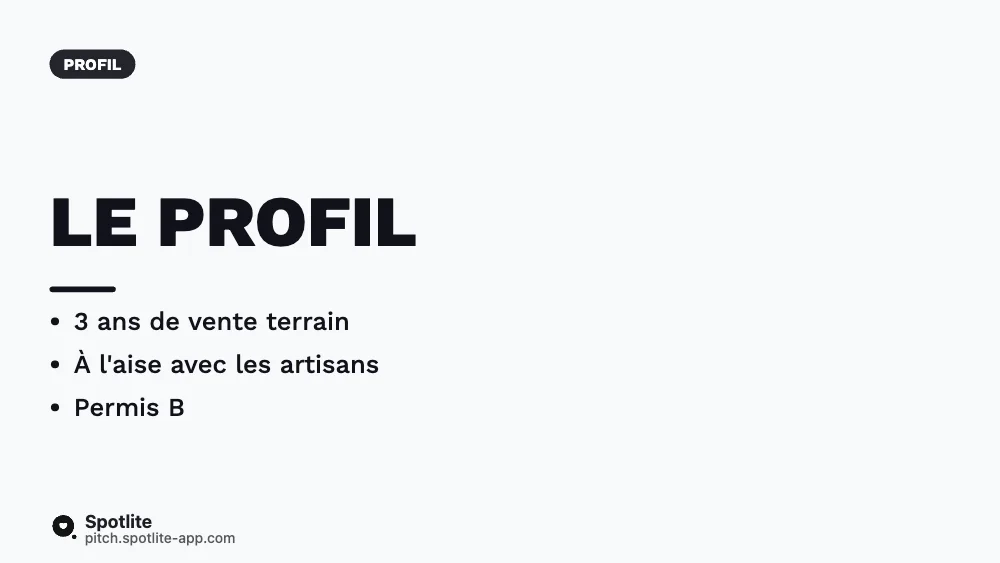 Fiche de poste commercial — slide 3 : Le profil
