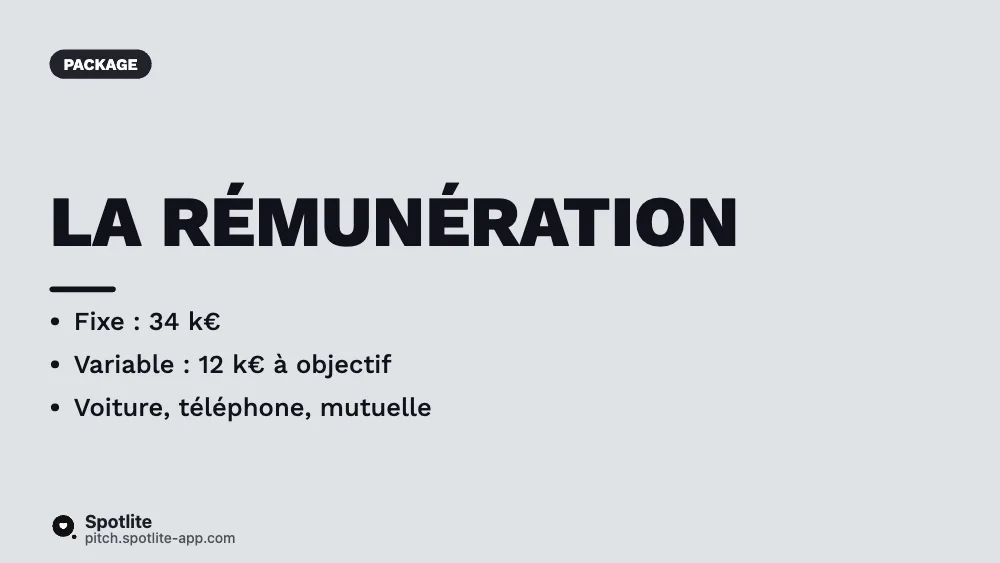 Fiche de poste commercial — slide 4 : La rémunération