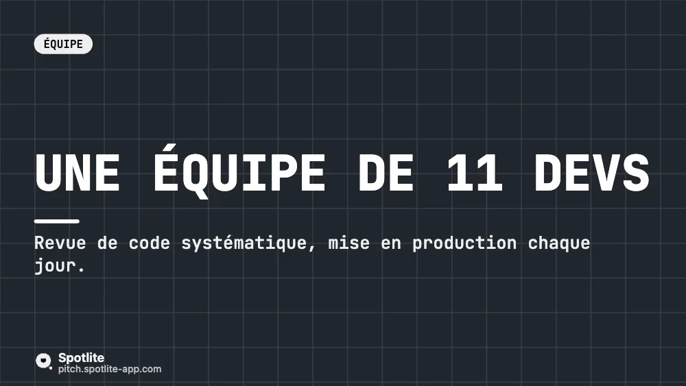 Fiche de poste développeur — slide 4 : Une équipe de 11 devs