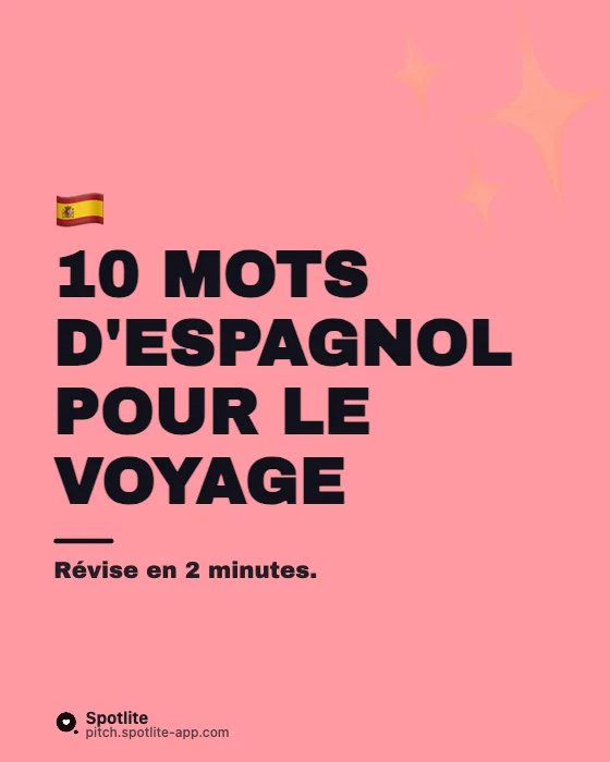 Fiches de vocabulaire — slide 1 : 10 mots d'espagnol pour le voyage