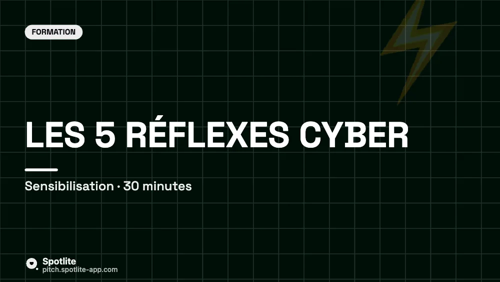 Formation cybersécurité — slide 1 : Les 5 réflexes cyber